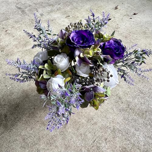 Product: Elegant Artificial Lavender & Purple Rose Funeral Flowers for Outdoor Grave Decorations