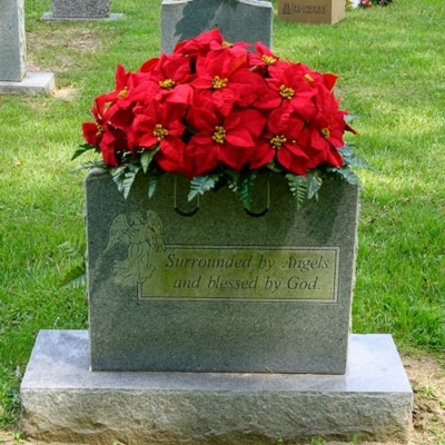 Silky Flower Store Artificial Cemetery Flowers, Red Poinsettia Headstone Saddle, Weatherproof Memorial Decor 2-3+ Months, 32.5cm 17 17 Product: Sympathy Silks Artificial Cemetery Flowers - Winter Memorial Flowers - Christmas Poinsettias - Red Poinsettias Saddle for Headstone
