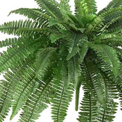 Product: Nearly Natural Potted or Hanging Artificial Boston Fern | Fake Plant, Green, 48 Inch, Set of 2 & 5357 4ft. Golden Cane Palm Tree,Green