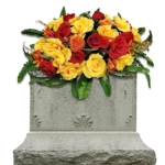 Product: Realistic Red Artificial Cemetery Flowers - GRPFS Headstone Flower Saddle for Graves
