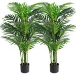 Product: VIAGDO Artificial Areca Palm Tree 4ft Tall Fake Palm Tree Decor with 12 Trunks Faux Tropical Palm Silk Plant Potted Dypsis Lutescens Plants for Modern Home Office Floor Corner Decor Indoor, 2 Pack
