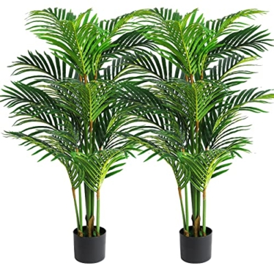 Product: VIAGDO Artificial Areca Palm Tree 4ft Tall Fake Palm Tree Decor with 12 Trunks Faux Tropical Palm Silk Plant Potted Dypsis Lutescens Plants for Modern Home Office Floor Corner Decor Indoor, 2 Pack