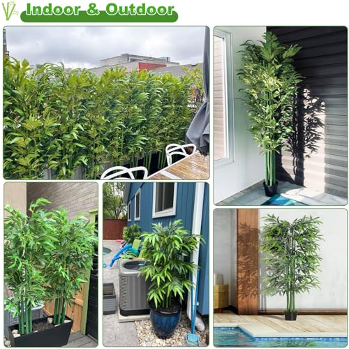 Product: HOUSESET 5ft/6ft/7ft Artificial Bamboo Tree - 10 Pack Faux Bamboo Plants with Silk Leaves for Indoor/Outdoor Garden Decor & Privacy