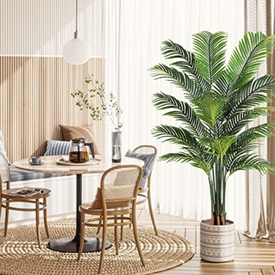 Silky Flower Store Artificial Palm Tree, 6ft Faux Indoor Plant Decor, 16 Detachable Trunks, Realistic Tropical Greenery, 6ft 13 13 Product: VIAGDO Artificial Fake Palm Tree 6ft Tall with 16 Detachable Trunks Faux Tropical Palm Silk Plant Feaux Dypsis Lutescens Plants in Pot for Home Office Living Room Floor Decor Indoor