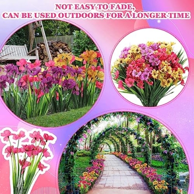 Product: Lyrow 100 Bundles Violet Artificial Flowers, UV Resistant Faux Flowers Outdoor, Faux Silk Flowers, Fake Violet Flowers Bulk for Front Porch Hanging Garden Courtyard Farmhouse Home(Colorful)