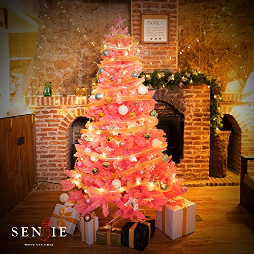 Silky Flower Store Artificial Christmas Tree, Classic Pink Xmas Pine Tree, Solid Metal Stand, Unlit, 5 FT, 6 FT, 7 FT 5 5 Product: Artificial Christmas Tree Classic Xmas Pine Tree with Solid Metal Stand 5/6/7 FT Unlit Pink