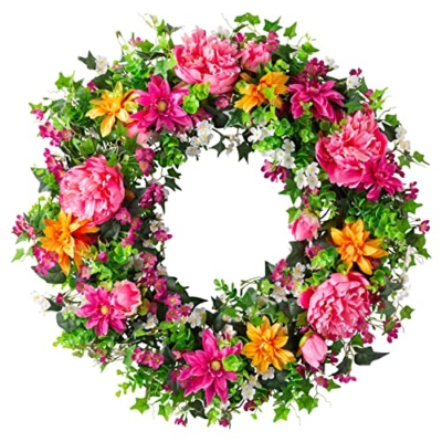 Product: Balsam Hill 30in Radiant Peony Outdoor Floral Artificial Wreath