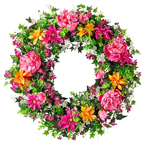 Balsam Hill 30in Radiant Peony Outdoor Floral Artificial Wreath - Artificial Flower Arrangements Product: Balsam Hill 30in Radiant Peony Outdoor Floral Artificial Wreath