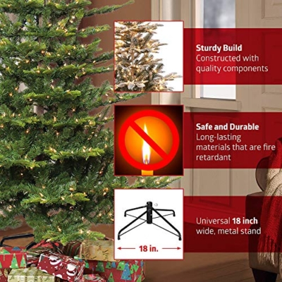 Silky Flower Store Pre-Lit Flocked Portland Pine Pencil Artificial Christmas Tree, 300 UL-Listed Clear Lights, 6.5 Foot 11 11 Product: Puleo International 6.5 Foot Pre-Lit Flocked Portland Pine Pencil Artificial Christmas Tree with 300 UL-Listed Clear Lights