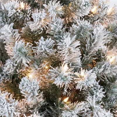 Product: Yaheetech 7.5ft Pre-lit Artificial Christmas Tree W/Incandescent Warm White Lights, Snow Flocked Full Prelighted Xmas Tree W/1284 Branch Tips, 550 Incandescent Lights & Foldable Stand, Green & White