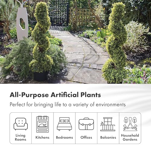 Product: 2 x Artificial Topiary Boxwood Spiral Trees (3ft/90cm)