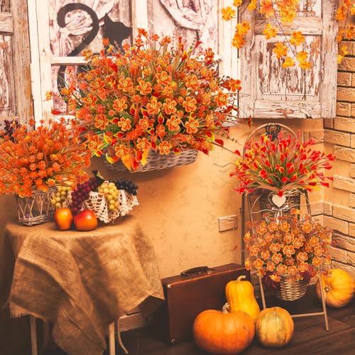 Silky Flower Store UV Resistant Faux Fall Flowers, Autumn Orange Daisy Eucalyptus Lavender Greenery, Outdoor Porch Patio Decor, 64 Pcs সেট 3 3 Product: Ruidazon 64 Pcs Outdoor Fall Flowers UV Resistant Faux Fall Plants with Fall Daisy Eucalyptus Lavender Artificial Autumn Flowers Greenery for Outside Home Porch Patio Thanksgiving Decoration