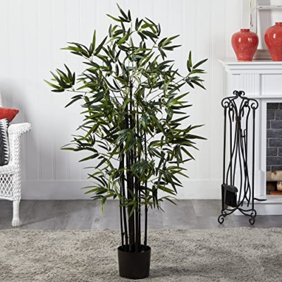 Product: Nearly Natural 5417 Black Bamboo Tree, 4-Feet, Green, 9" x 9" x 55"