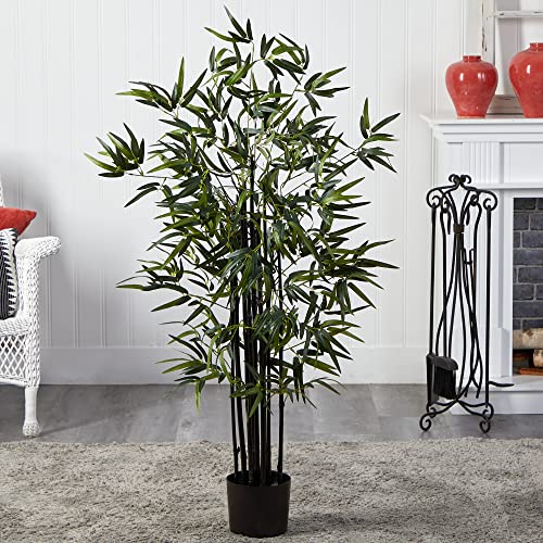 Product: Nearly Natural 5417 Black Bamboo Tree, 4-Feet, Green, 9" x 9" x 55"