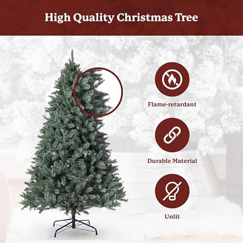 Product: KING OF CHRISTMAS 7ft Blue Spruce Artificial Christmas Tree Unlit, Tribeca Blue Spruce Xmas Tree with Foldable Base, Hinged Sections 1875 PVC Christmas Tree for Home, Office and Holliday Decor