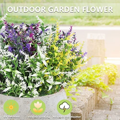 Silky Flower Store Artificial Lavender Flowers, UV Resistant Outdoor Faux Shrubs, 12 Bundles, Mixed Color, 35cm 18 18 Product: Homcomodar Artificial Lavender Flowers 12 Bundles UV Resistant Outdoor Flower Fake Plastic Outdoor Plants Bush Faux Shrubs Outdoor Garden Yard Hanging Decoration(Mixed Color)