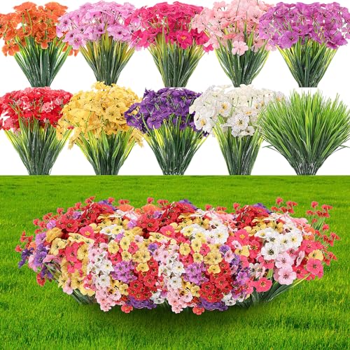 Product: Lyrow 100 Bundles Violet Artificial Flowers, UV Resistant Faux Flowers Outdoor, Faux Silk Flowers, Fake Violet Flowers Bulk for Front Porch Hanging Garden Courtyard Farmhouse Home(Classic Colors)