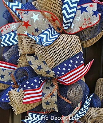 Silky Flower Store Patriotic Mesh Wreath, July 4th Memorial Day Father’s Day Labor Day Door Decor, Handmade USA, 24 Inch Diameter 8 8 Product: Patriotic Mesh Wreath for July 4th, Memorial Day, Father's Day, and Labor Day in 24 inch Diameter