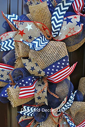 Silky Flower Store Patriotic Mesh Wreath, July 4th Memorial Day Father’s Day Labor Day Door Decor, Handmade USA, 24 Inch Diameter 2 2 Product: Patriotic Mesh Wreath for July 4th, Memorial Day, Father's Day, and Labor Day in 24 inch Diameter