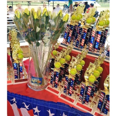 Product: Softball Rose (Pack of 3) - Handmade with Authentic Premium Softball Covers - Original Design by Sports Roses