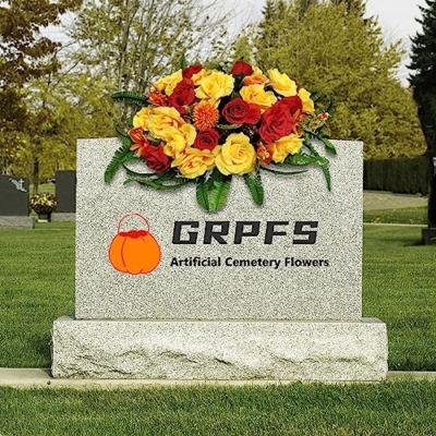 Silky Flower Store Red Artificial Cemetery Flowers, GRPFS Headstone Flower Saddle, Realistic Crimson Memorial Floral Arrangement, 20.5cm 9 9 Product: Realistic Red Artificial Cemetery Flowers - GRPFS Headstone Flower Saddle for Graves