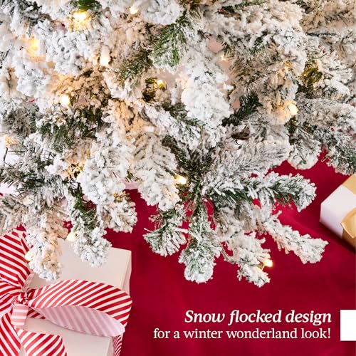 Product: Best Choice Products Flocked Pencil Christmas Tree, Pre-Lit Slim Artificial Holiday Decoration, 4.5ft Lighted Skinny w/Base, Warm White Lights