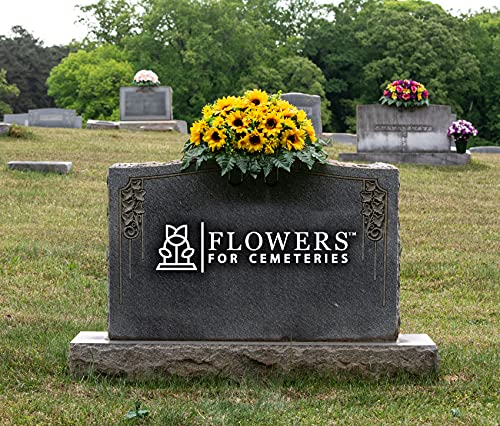 Silky Flower Store Artificial Cemetery Flowers, Yellow Sunflower Grave Saddle, Sympathy Headstone Decoration, 20.5cm 1 1 Product: Sympathy Silks Artificial Cemetery Flowers - Grave Flowers for Cemetery - Yellow Sunflower Saddle for Headstone
