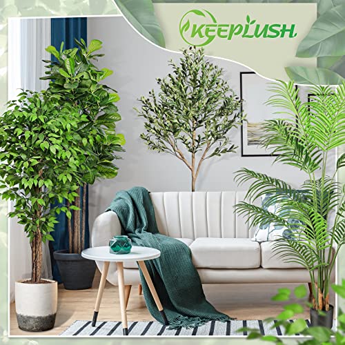 Product: Keeplush 6ft Artificial Fiddle Leaf Fig Tree with 168 Leaves 6 Tree Trunks, Large Faux Ficus Lyrata Tall Fake Tree Floor Plant in Pot for Indoor Home Living Room Office Outdoor Decor (Moss Included)