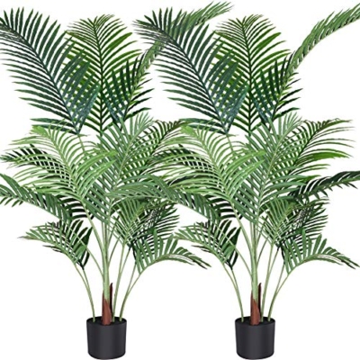 Product: Fopamtri Artificial Areca Palm Plant 4.6 Feet Fake Palm Tree with 15 Trunks Faux Tree for Indoor Outdoor Modern Decor Feaux Dypsis Lutescens Plants in Pot for Home Office Housewarming Gift, 2 Pack