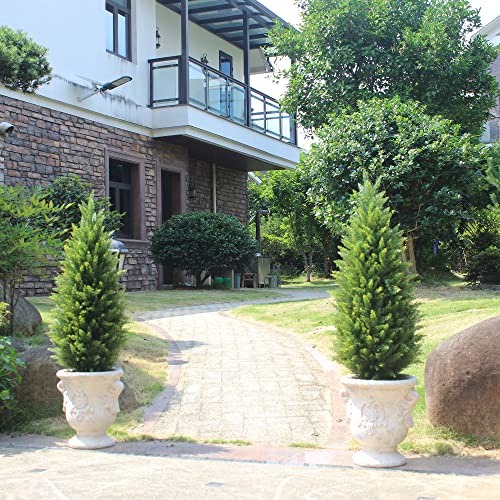 Product: 3ft Artificial Topiary Trees Artificial Cedar Trees UV Resistant Bushes Potted Set of 2 Faux Shrubs for Outdoor Indoor Front Porch Garden