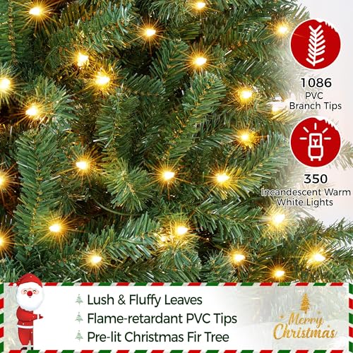 Silky Flower Store 7.5ft Pre-lit Kingswood Fir Pencil Artificial Christmas Tree, 350 Warm White Lights, Foldable Stand, Green, 7.5ft 4 4 Product: Yaheetech 7.5ft Pre-lit Kingswood Fir Pencil Artificial Hinged Christmas Tree Skinny Corner Xmas Tree with 350 Incandescent Warm White Lights Prelighted Xmas Tree with Foldable Stand, Green