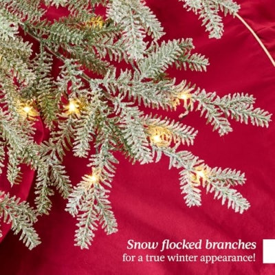 Product: Best Choice Products Pre-Lit Sparse Christmas Tree 6ft Artificial Flocked Pine Holiday Décor Aspen Noble Fir 2-in-1 White & Multicolor LED Lights