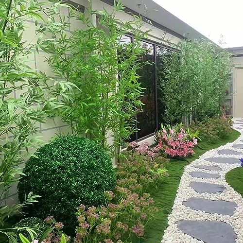 Silky Flower Store Extra Tall Artificial Bamboo Trees with Bamboo Trunks, Stems and Leaves, Pack of 10, 2m 5 5 Product: 3ft 4ft 5ft 6ft 6.5ft 7ft Extra Tall Artificial Bamboo Plants Trees with Bamboo Trunks, Stems and Leaves - Fake Bamboo Silk Faux Tree Garden Fence Privacy Screen DIY Decor Outdoor Indoor(Pack of 10,2m
