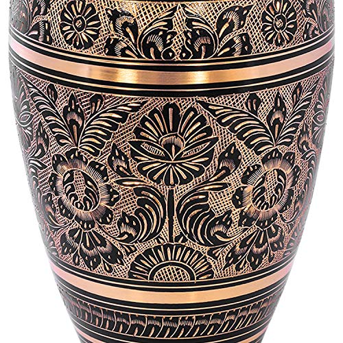 Product: Cremation Urn for Human Ashes with Satin Bag, for Adults up to 200 lbs | Large Handcrafted Funeral Urns by Divit Shilp (Adult, Black Art)