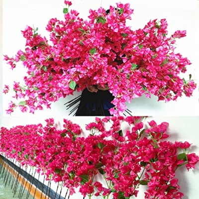 Silky Flower Store Artificial Bougainvillea Silk Flower Branches, Hot Pink Floral Decor, Bulk 40Pcs 45cm 10 10 Product: 40Pcs in Bulk Artificial Bougainvillea Silk Flowers Branches Long Plant Stems 45" for Wedding Centerpieces, Bussiness Decoration Project, Indoor & Outdoor Decoration (Hot Pink - 40Pcs)