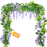 Product: MOTONG Artificial Flowers Decoration, 2 Pcs (14FT) Fake Flowers Wisteria Vines, Artificial Vine Garland Plants Arts For Ceremony Home Garden Wedding Party Decoration (Purple)
