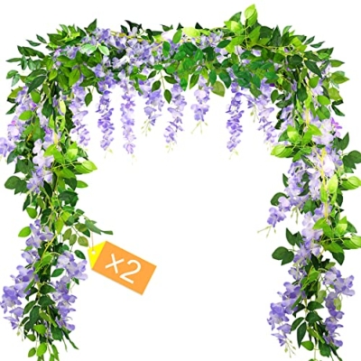 Product: MOTONG Artificial Flowers Decoration, 2 Pcs (14FT) Fake Flowers Wisteria Vines, Artificial Vine Garland Plants Arts For Ceremony Home Garden Wedding Party Decoration (Purple)