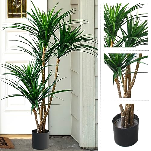 Silky Flower Store Artificial Yucca Tree, Tropical Faux Plant with Rubber Leaves, Natural Trunk, UV Resistant, Indoor Outdoor Décor, 51-inch 2 2 Product: Pure Garden Artificial Tree - 51-Inch Tropical Yucca Plant with Rubber Leaves and Natural Trunk for Living Room, Bedroom and Office - Faux Plants