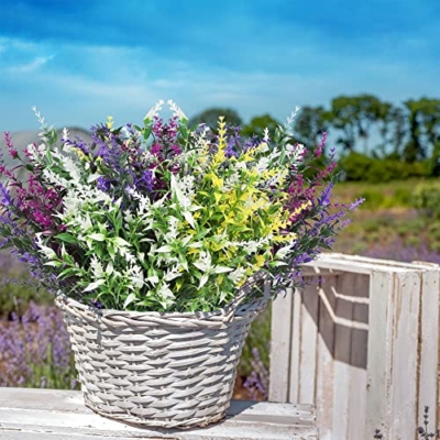 Silky Flower Store Artificial Lavender Flowers, UV Resistant Outdoor Faux Shrubs, 12 Bundles, Mixed Color, 35cm 21 21 Product: Homcomodar Artificial Lavender Flowers 12 Bundles UV Resistant Outdoor Flower Fake Plastic Outdoor Plants Bush Faux Shrubs Outdoor Garden Yard Hanging Decoration(Mixed Color)