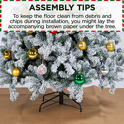 Silky Flower Store Yaheetech Snow Flocked Fir Pencil Christmas Tree, Slim Corner Artificial Xmas Tree, Metal Stand, White, 6Ft 4 4 Product: Yaheetech 6Ft Snow Flocked Fir Pencil Christmas Tree Slim Corner Hinged Artificial Xmas Tree with 814 Branch Tips and Metal Stand, Holiday Decoration for Home, Office, Party, White