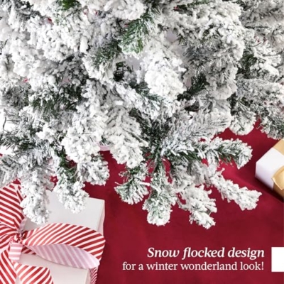Silky Flower Store Artificial Christmas Tree, 6ft Snow Flocked Pine Tree, Full Unlit Indoor Holiday Decor, Metal Stand, 6ft 12 12 Product: Best Choice Products Artificial Christmas Tree, 6ft Unlit Snow Flocked Design Pine Tree, Full Appearance Snowy w/Easy Assembly, Metal Stand