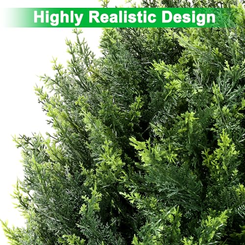 Product: Keepinno 21''T Artificial Cedar Topiary Ball Tree 2 Pack, Outdoors Artificial Shrubs Fake Plants Uv Rated Potted Plants for Outdoor, Indoor, Front Door, Office Decor.