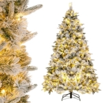 Product: Goplus 6ft Pre-Lit Snow Flocked Artificial Christmas Tree, Hinged Xmas Tree with 250 Warm-White LED Lights, 752 Branch Tips, Pine Needles, for Holiday Party Office Home Decor