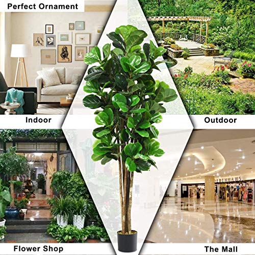 Product: FANTASK 6FT Artificial Fake Fig Tree Greenery Plants in Nursery Pot, Decorative Indoor & Outdoor Fiddle Leaf Trees for Home Office Lobby