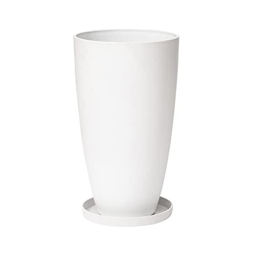 Product: LA Jolie Muse 20 inch Round Tall Planter,Indoor/Outdoor White Planter with Drainage Holes and Trays,Modern Large Flower Pot for Front Door,Balcony and Garden Patio Deck,Pack 1