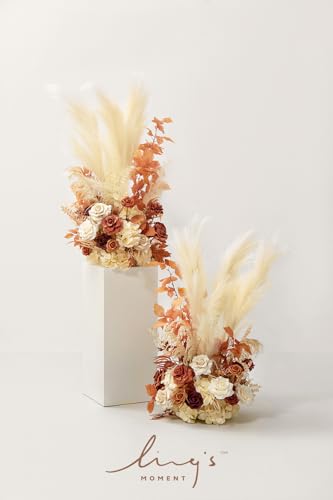 Silky Flower Store Tall Fall Artificial Flowers Arrangement, Wedding Arch Decor, Faux Silk Foam Florals, Ready to Use, 41in 22in 6.5in 6 6 Product: Ling's Moment 41" Tall Fall Free Standing Artificial Flowers Arrangements 2 pcs Wedding Arch Altar Stage Decorations Rust Sepia For Ceremony Reception Rose Fake Floral Party Outdoor Centerpieces Decor