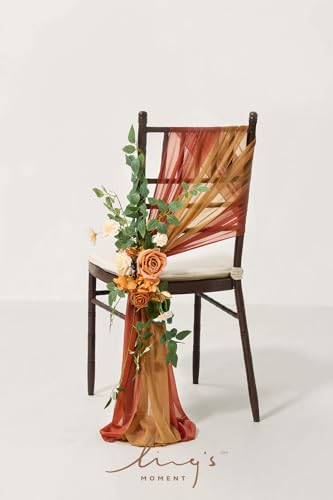 Silky Flower Store Fall Wedding Chair Decorations, Aisle Pew Swag Artificial Flowers, Sunset Terracotta Orange Rose Greenery, 8 Pack 32.5cm 2 2 Product: Ling's Moment 8 Fall Wedding Chair Decorations Aisle Pew Church Artificial Flowers Greenery Swag Sunset Terracotta Orange Bench Ceremony Reception Floral Rose Arrangements Party Outdoor Decorations