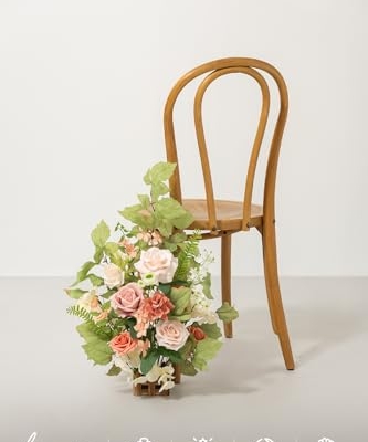 Silky Flower Store Standing Artificial Flower Arrangements, Blush Pink Wedding Aisle Decor, 4pc Faux Floral Centerpieces, 17.5in 8 8 Product: Ling's Moment 17.5" Tall Standing Artificial Flowers Arrangements 4pcs Fall Wedding Aisle Runner Chair Decorations Blush & Pink Centerpieces for Ceremony Reception Rose Floral Party Outdoor