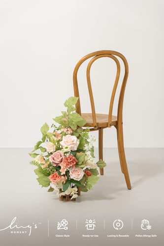 Silky Flower Store Standing Artificial Flower Arrangements, Blush Pink Wedding Aisle Decor, 4pc Faux Floral Centerpieces, 17.5in 1 1 Product: Ling's Moment 17.5" Tall Standing Artificial Flowers Arrangements 4pcs Fall Wedding Aisle Runner Chair Decorations Blush & Pink Centerpieces for Ceremony Reception Rose Floral Party Outdoor