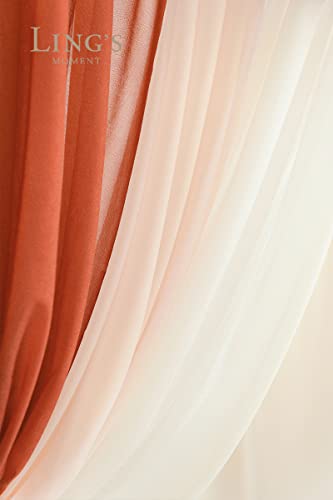 Silky Flower Store Fall Wedding Arch Flowers, Artificial Terracotta Burnt Orange Floral Arch Kit, Sheer Drapes, 5 Piece Set, 32.5cm 4 4 Product: Ling's Moment Fall Wedding Arch Flowers with Sheer Drapes Kit - Artificial Terracotta and Burnt Orange Floral for Ceremony Backdrop, Arbor Decor, 5-Piece Set (2 Flower Stems + 3 Hanging Drapes)